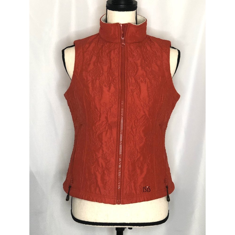 ISIS RUST ORANGE QUILTED FLORAL INSULATED VEST 4 - Picture 1 of 6